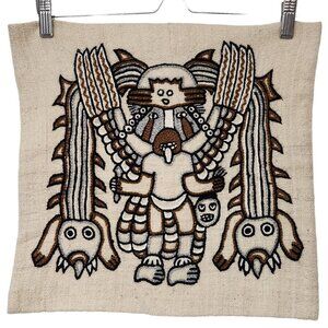 Handcrafted Embroidered Wall Hanging - Brown and Black